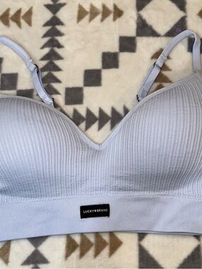 Lucky Brand Pale Blue Ribbed Wireless Bralette